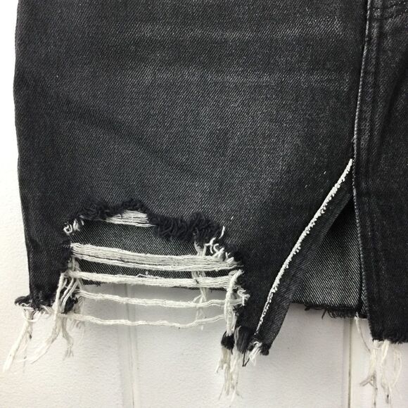 Free People (We the Free) Black‎ Distressed Denim Mini Skirt, Size 26 - Picture 6 of 10